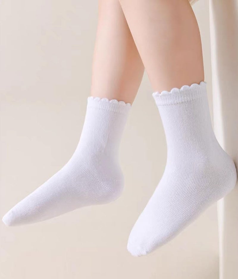 SUZEL Store Ruffle Socks for Girls, 4/6 Pack Girls White Uniform School Socks, Frilly Dress Socks for 4-6 6-8 8-10 10-12 Years Old - Image 2